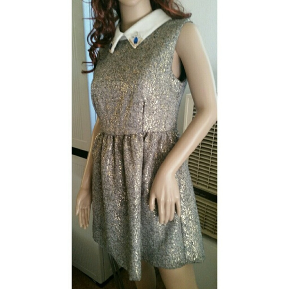 MISS ROWLING 1960S GO-GO GIRL MINI DRESS METALLIC - Picture 1 of 5